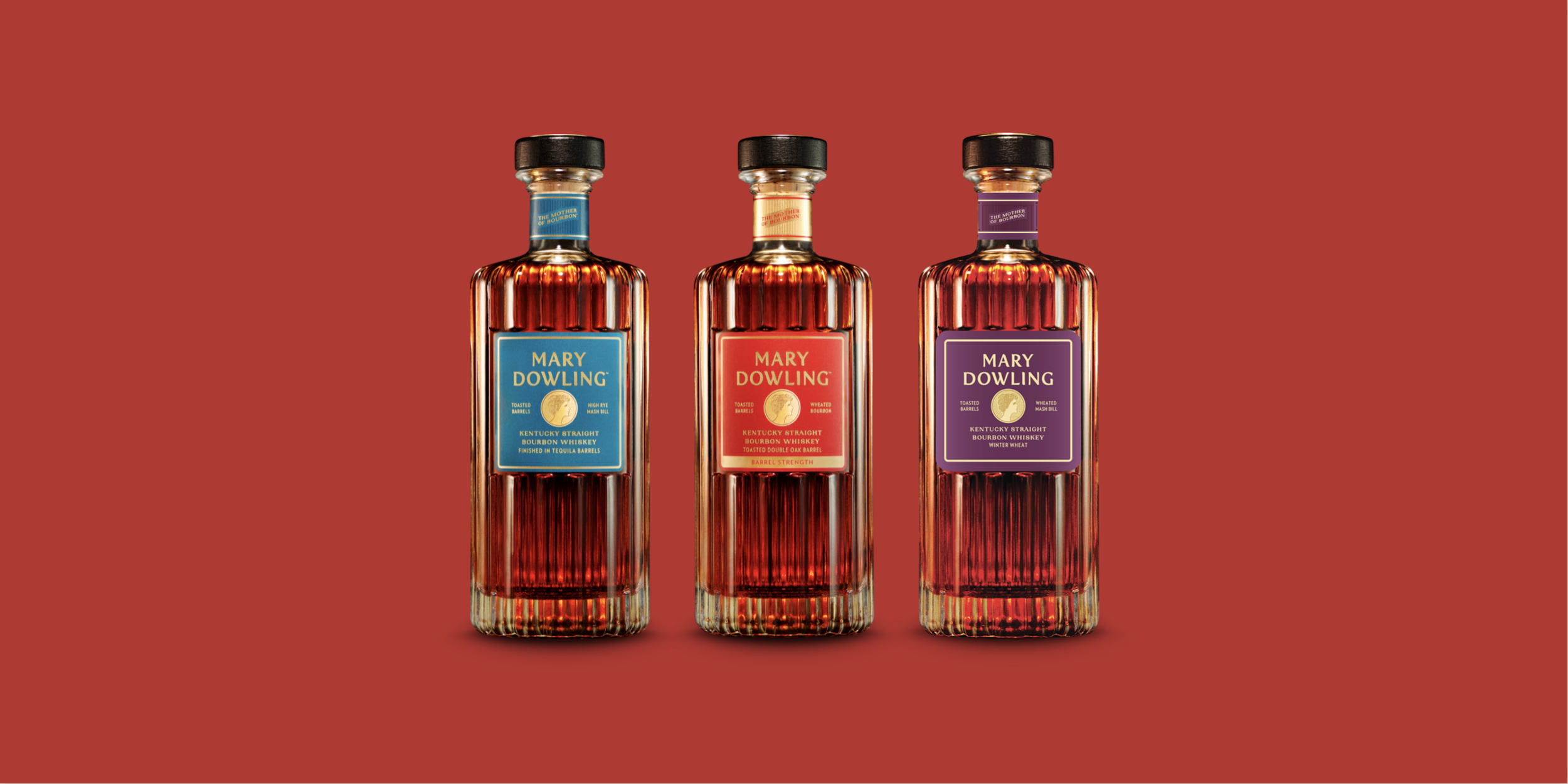 Mary Dowling Whiskey Bottles – Kentucky Straight Bourbon Finished in Tequila, Sherry, and Wine Casks.